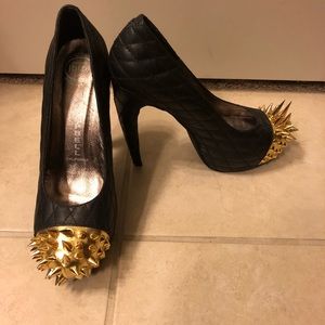 Jeffrey Campbell’s Black with gold spikes